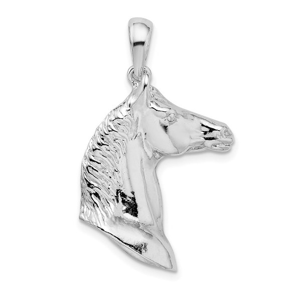 925 Sterling Silver 3D Equestrian Fine Jewelry Horse Head Necklace Charm Pendant